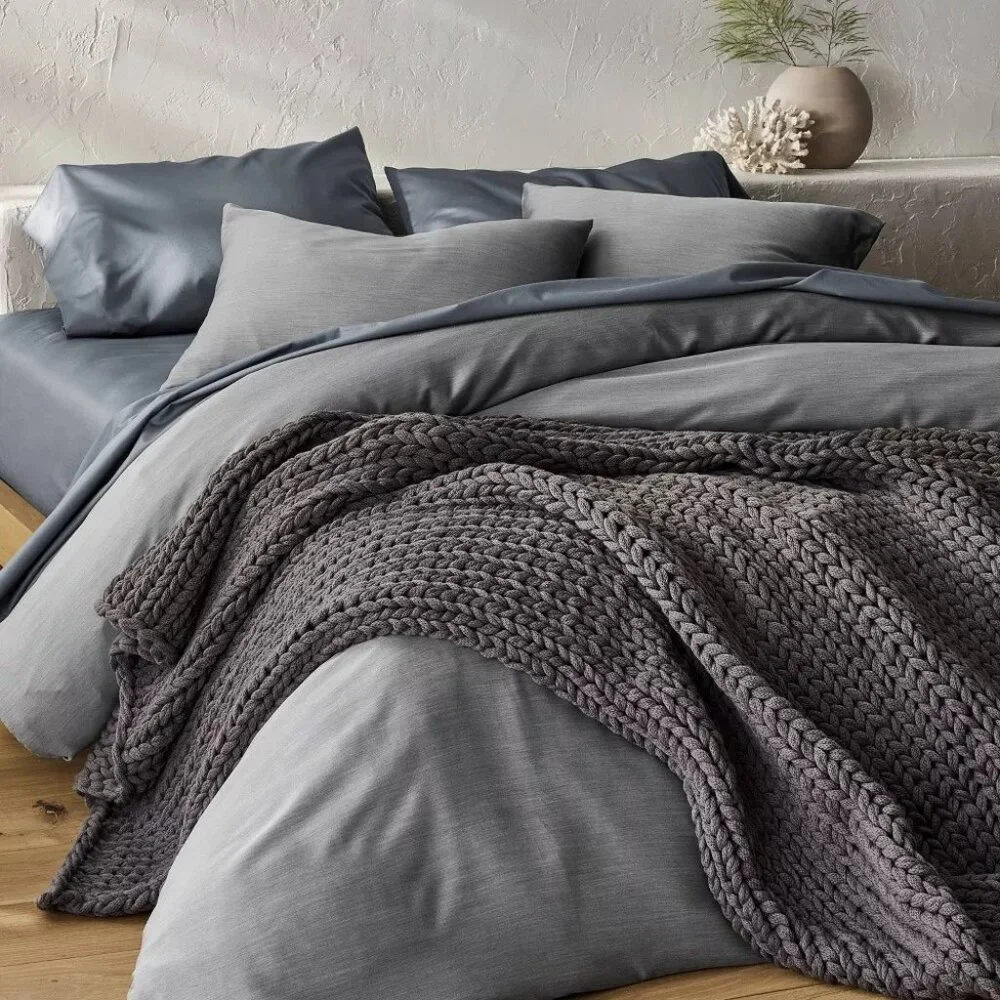 Casaluna Blissful Series King Size Dark Gray Bamboo Rayon 3 Piece Duvet Set